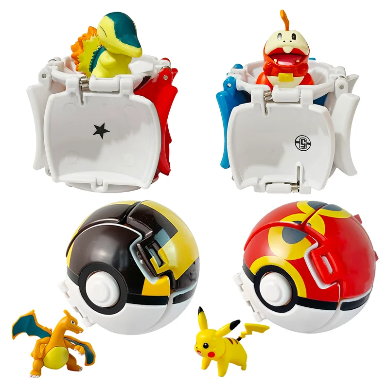 Pokemon Doll Ball Elf Pet Anime Action Doll Pikachu Charizard Mewtwo Bulbasaur Squirrel Mew Collection Pokeball Monster Toy Set