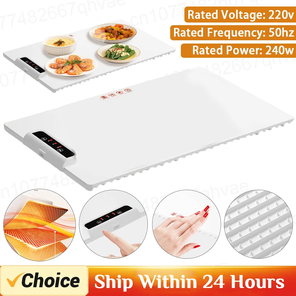Electric Food Warmer Mat Foldable Silicone Warming Tray Portable 3 Tem Setting Full Surface Fast Heating Food Warmer Plate