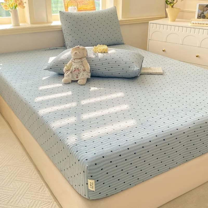 Class A Wrinkled Three-layer Yarn Mattress Single Piece Non-pure Cotton Cloud Feeling Single Mattress Bed Cover Protective Cover