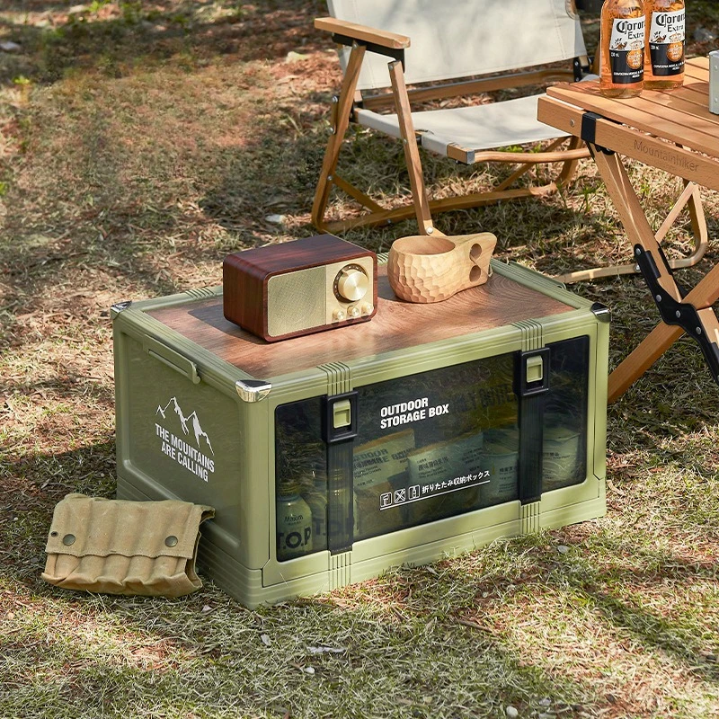 

Outdoor Camping Storage Box Simple Lightweight Portable Thickened Stackable Folding Box Picnic Durable Camping Supplies