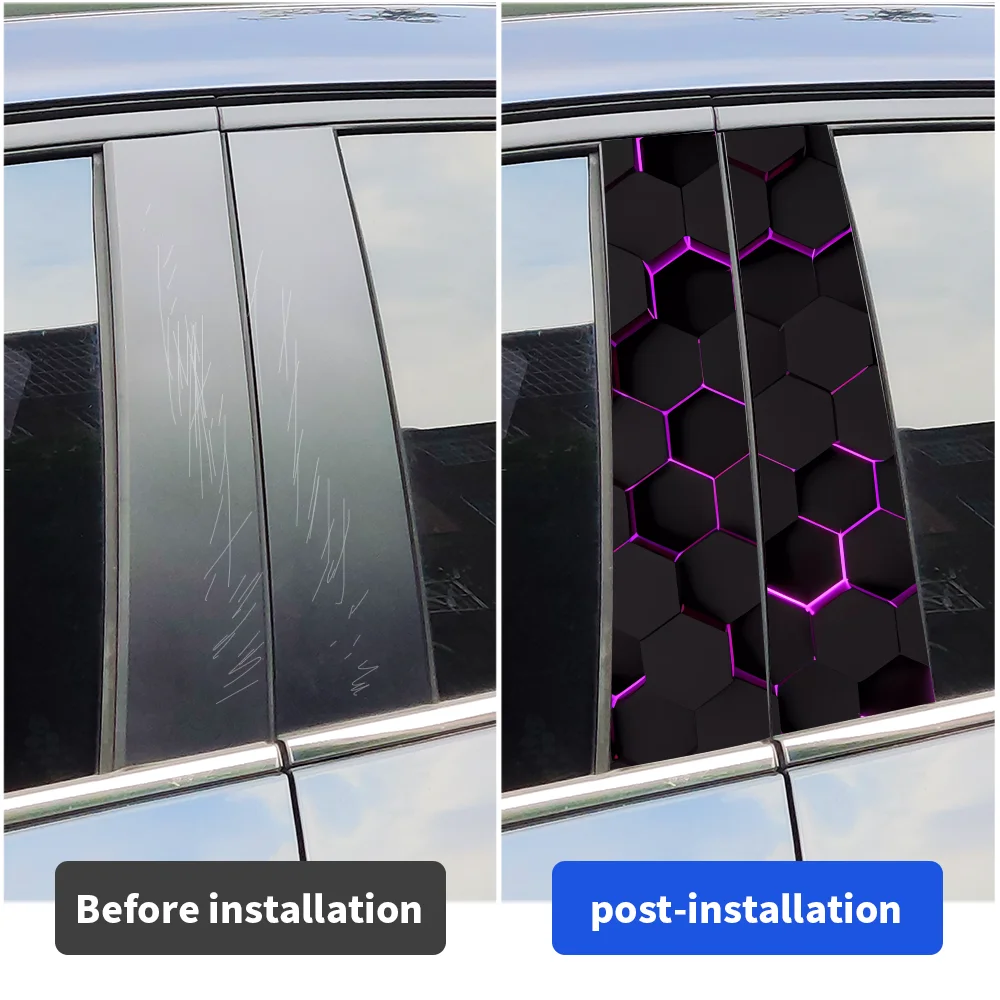 Honeycomb Car Stickers Funny Auto B Pillar Waterproof Decoration DIY Cover Car Doors Pillar Sunscreen Decals Auto Accessories