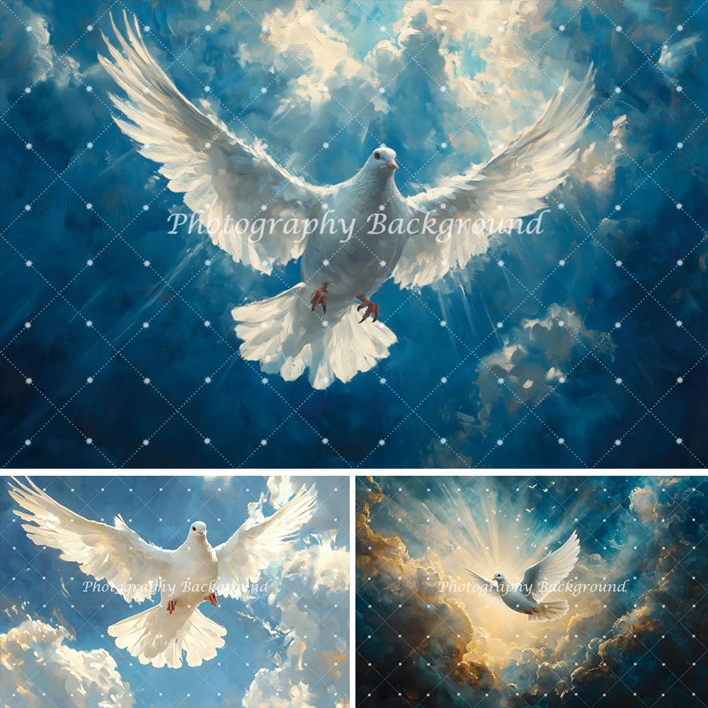 

Pentecost Dove Backdrop Holy Spirit Dove Blue White Cloud Sky Lord Prayer Church Party Background Background Child Photo Studio
