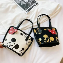 2024 New Disney Mickey Fashion Women's Handbag Canvas Large Capacity Casual Shoulder Bag Girls Makeup Storage Bag Ladies Bag