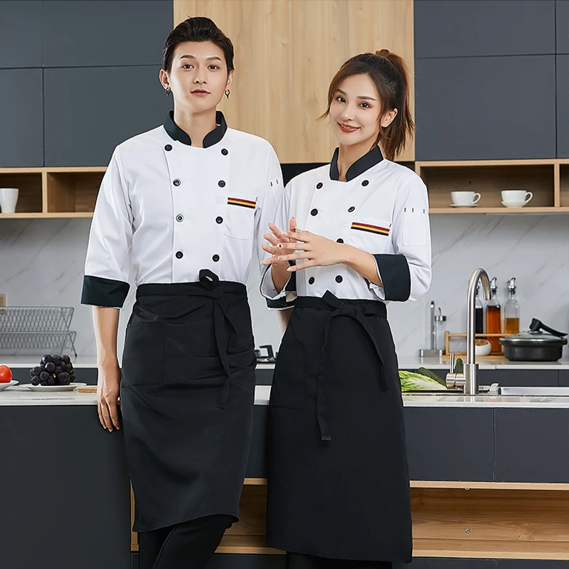 Western Restaurant Chef Jacket Summer Men's Hotel Cook Jacket Restaurant Work Clothes Coat Bakery Bake Cooking Shirt Work Tops