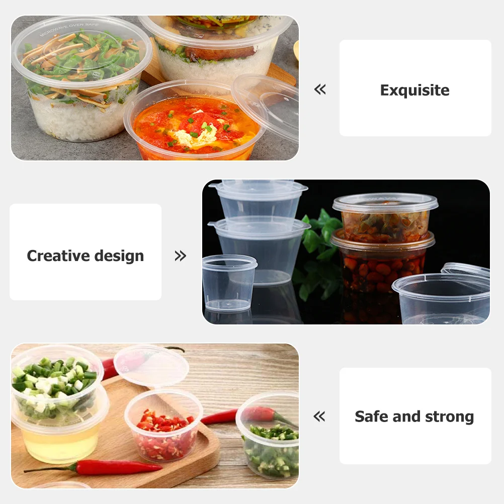 

100pcs Plastic Condiment Container With Lids Take Out Sauce Cup Food Packaging Bowl Disposable Containers For Salad Dressing