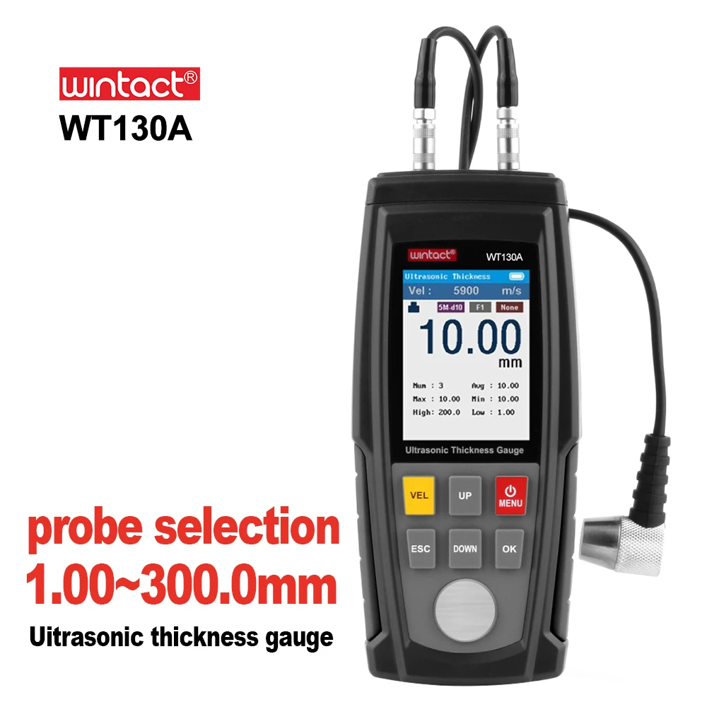 WINTACT Ultrasonic Thickness Gauge Meter Tester Steel Plate Glass Plastic Ceramic Thickness Meter Rechargeable Battery