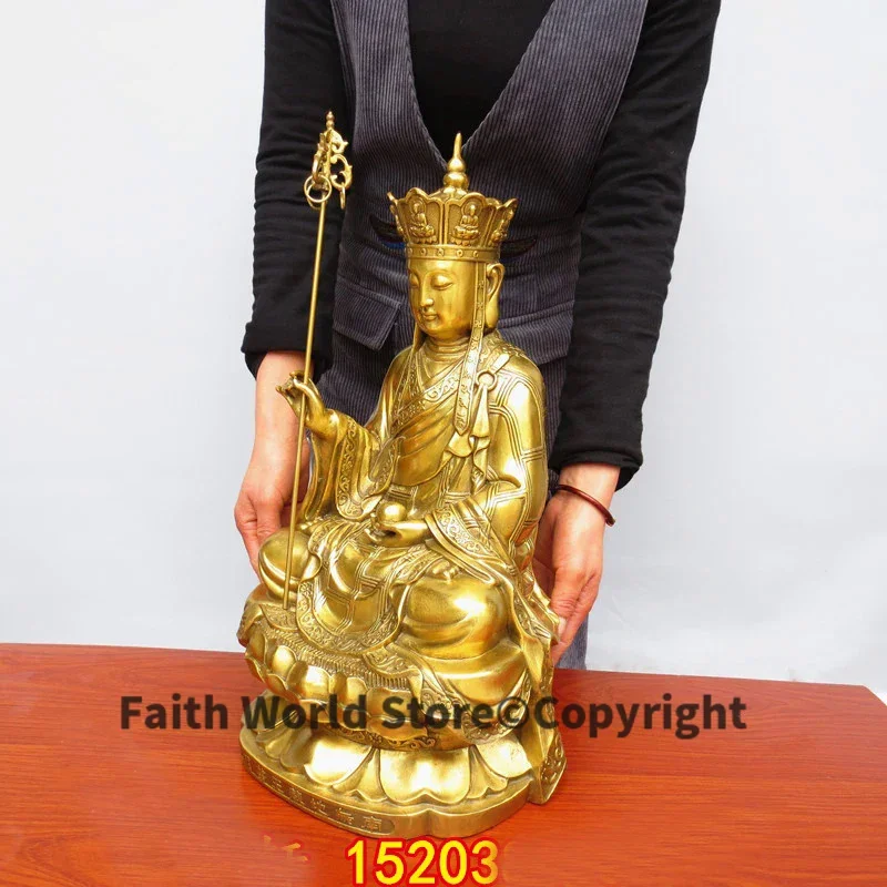 50CM huge Temple HOME Family Safety Protection efficacious Talisman gold ksitigarbha Bodhisattva buddha Copper FENG SHUI statue