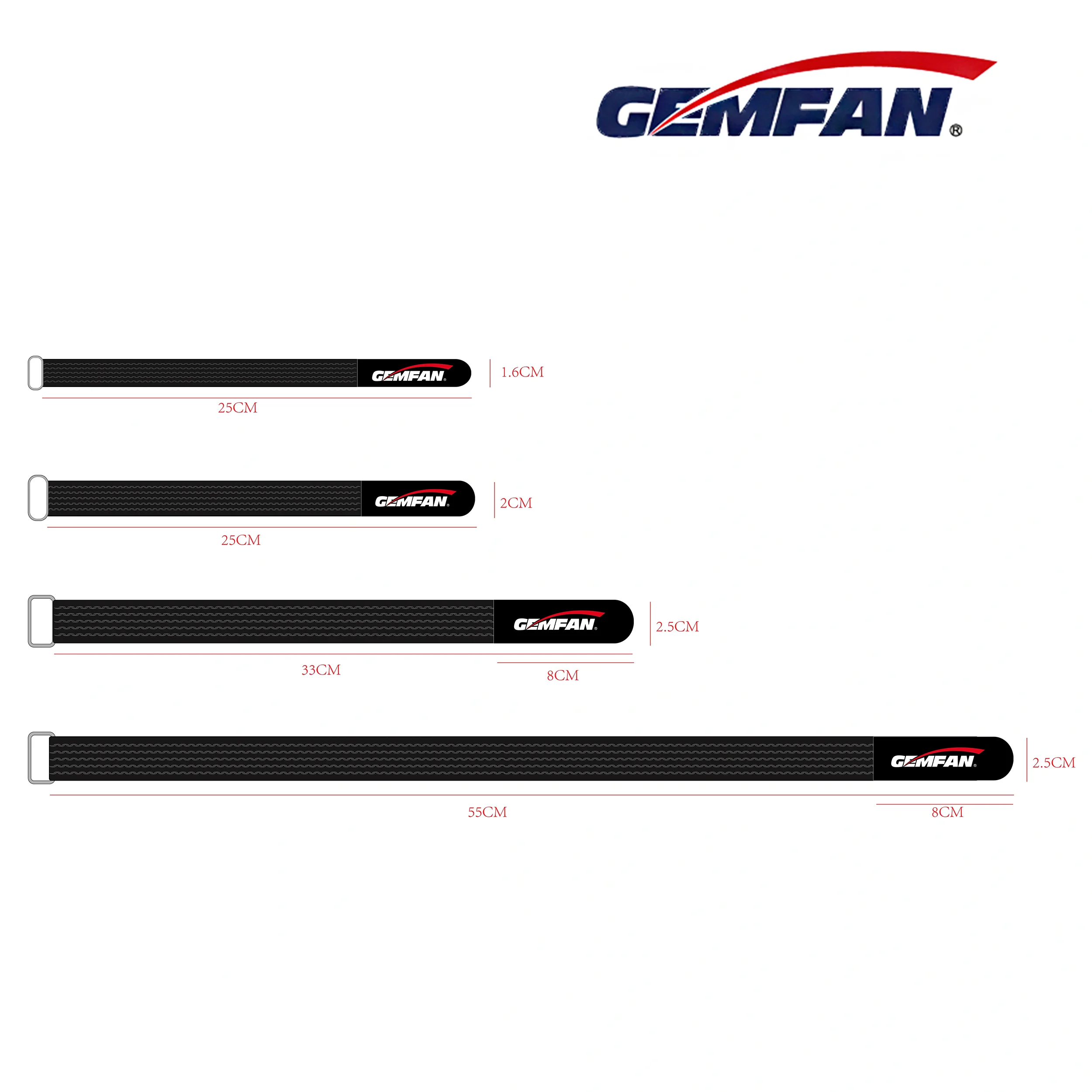 Gemfan 16X250mm 20X250mm 33X200mm 25X550mm High-strength Non-Slip Woven Metal Buckle LIPO Strap for FPV Freestyle Cinelifter
