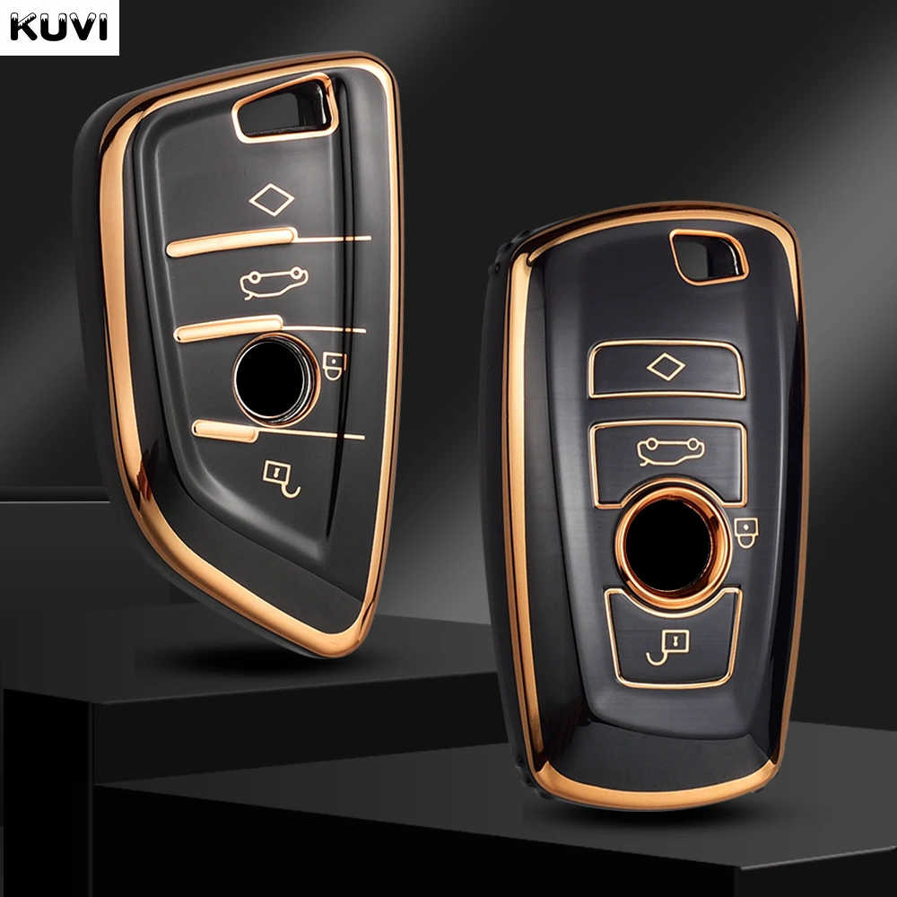 TPU Golden edge Stil Auto Schlüssel Fall Abdeckung Shell Fob Für BMW X3 X5 X6 F30 F34 F10 F20 G20 G30 G01 G02 G05 F15 F16 1 3 5 7 serie