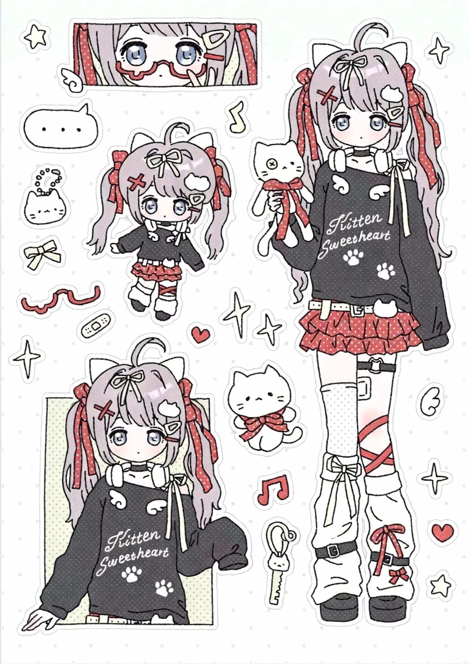 Sweet Girl Cute Cartoon Ins Collage Characters Guka Stickers DIY Decorative Handbook view 2