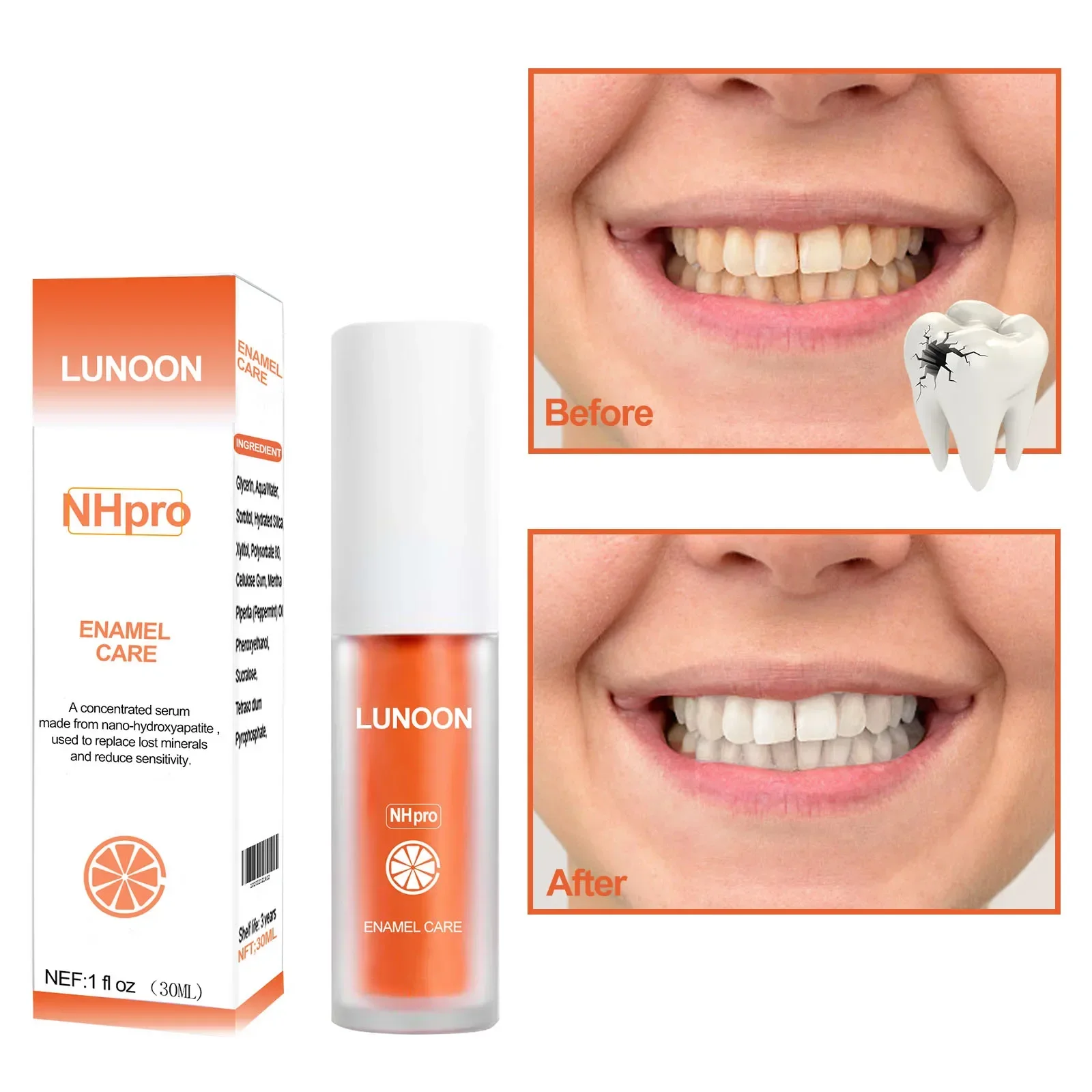 LUNOON 30ml NHpro Enamel Care Toothpaste Serum Nano Hydroxyapatite for Sensitivity Relief  Mineral Restoration Healthy Gums
