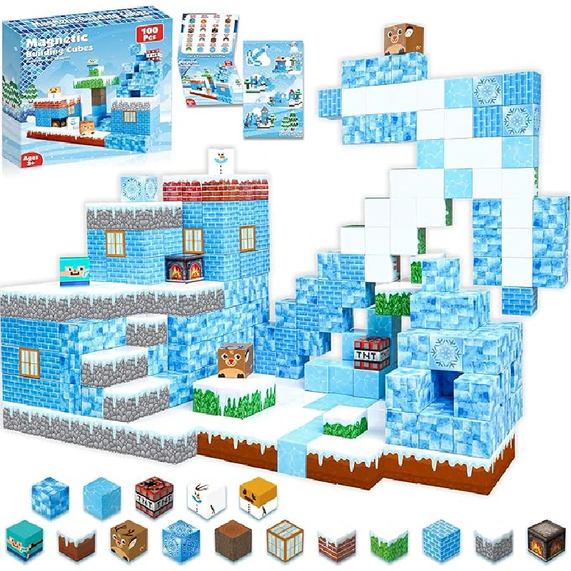 Neue kreative magnetische Bausteine Lce World Magnet Cube architektonische DIY Modell Kinder Spielzeug Weihnachtsgeschenke für Jungen Mädchen