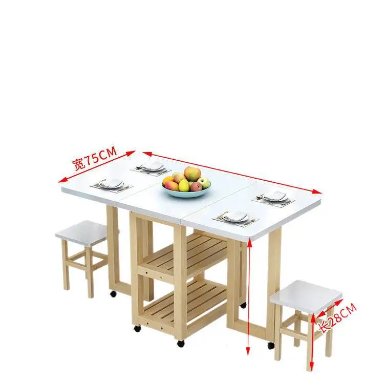 

Small apartment retractable new folding simple dining table home rental house solid wood