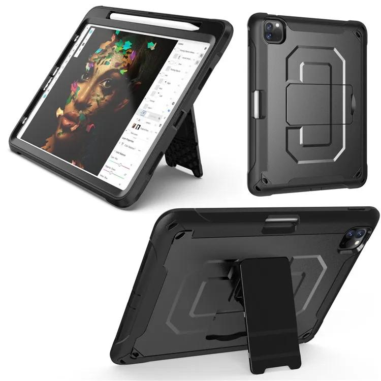 

Heavy Duty Anti-drop PC + TPU Hybrid Protective Case with Kickstand and Pen Slot for iPad Pro 11-inch (2022) / (2021) / (2020) -