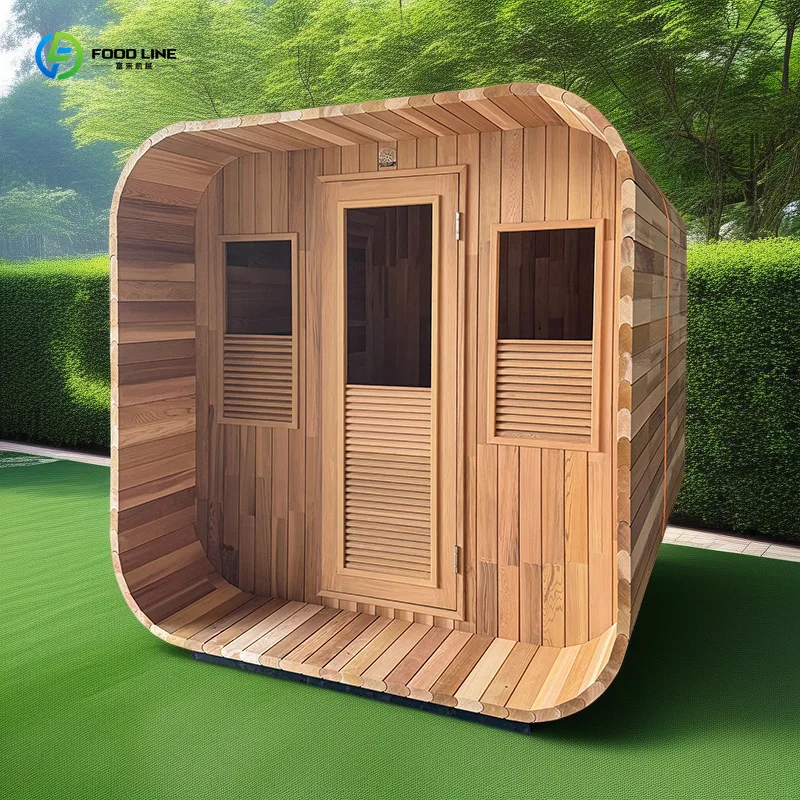 Customized Indoor Luxury Multifunctional Hemlock Barrel Sauna, 4-6 Person Household Dry Steam & Infrared Sweat Sauna
