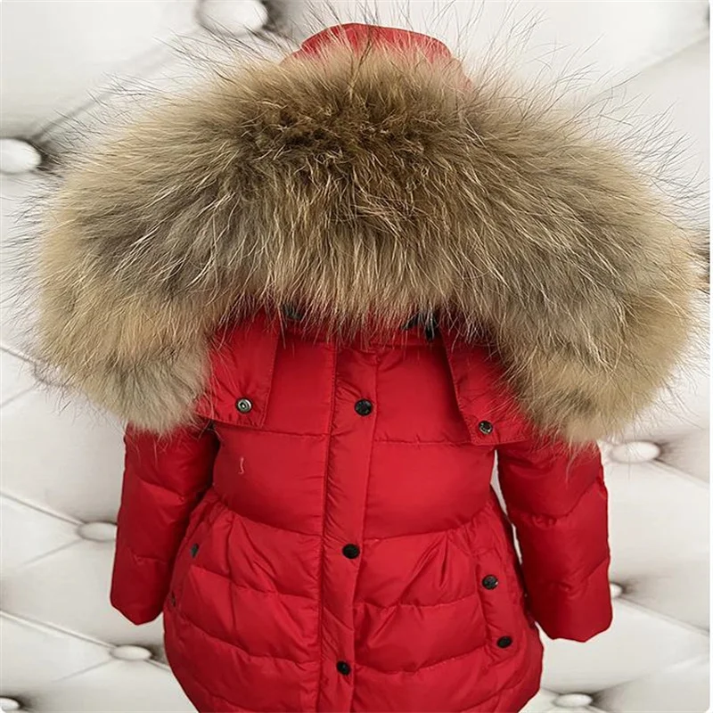 Giacca invernale per bambini 90% piumino d\'anatra collo di pelliccia grande parka caldo per bambini cappotto neonata principessa capispalla caldo