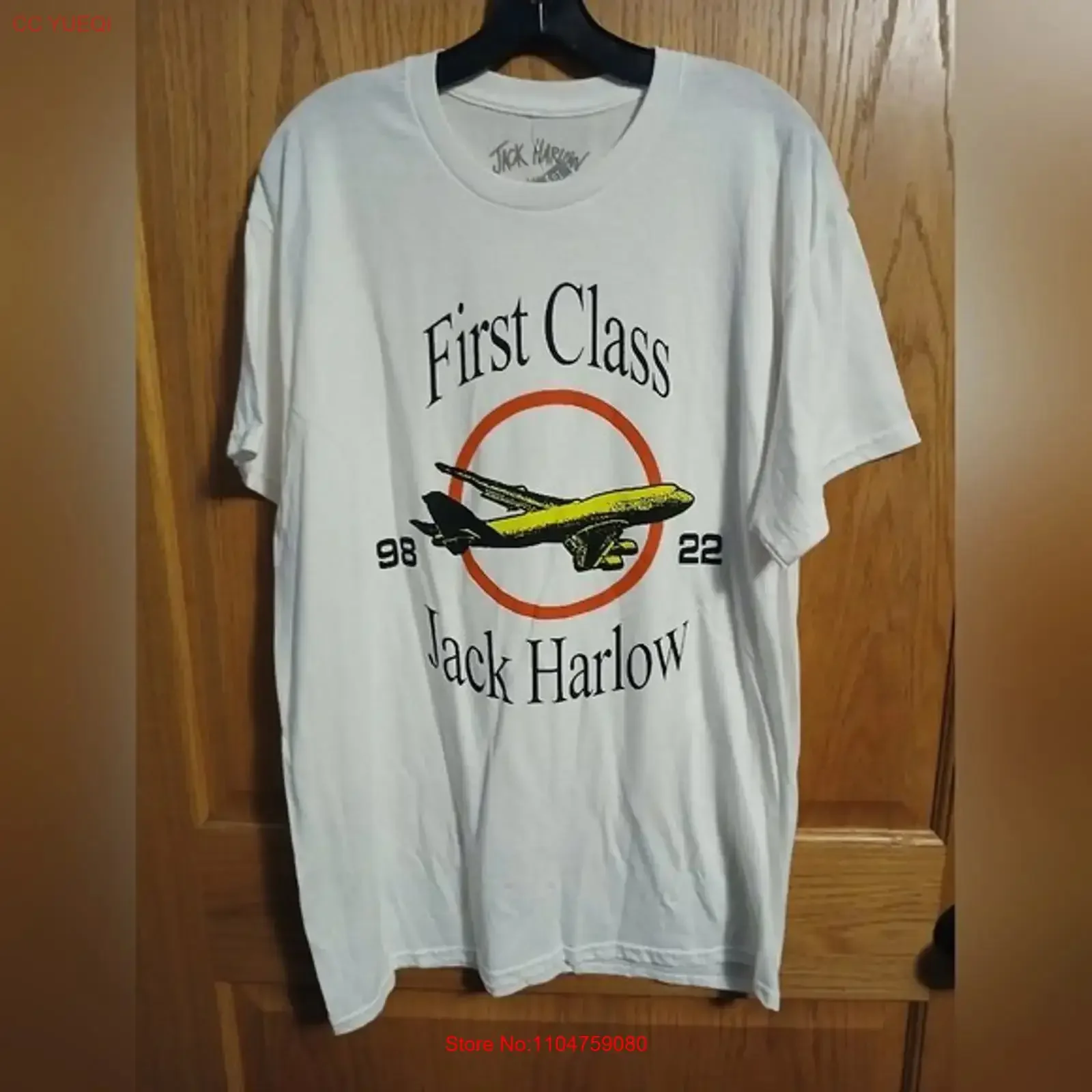 Jack Harlow Oversized T shirt First Class Airplane White Size L NWT vintage Washed Soft homme streetwear Top For Everyday Wear