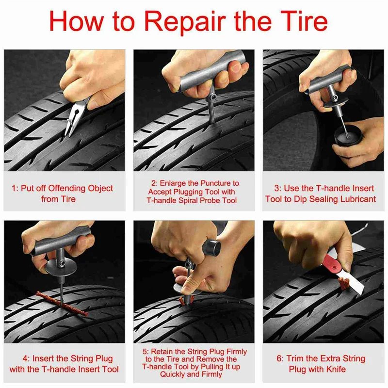 Car Tire Repair Kit Puncture Plug Tools Tyre Puncture Emergency for Tire Strips Stirring Glue Repair Tool Kit Car Accessories