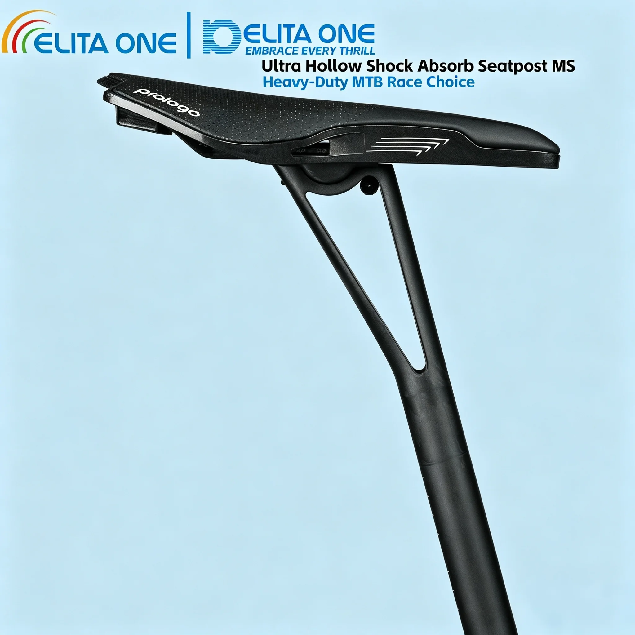 ELITAONE T800 Carbon Shock‑Absorbing Seatpost, Hollow Cutout Damping 27.2/30.9mm 400mm 20mm Offset for Road Gravel MTB Bikes