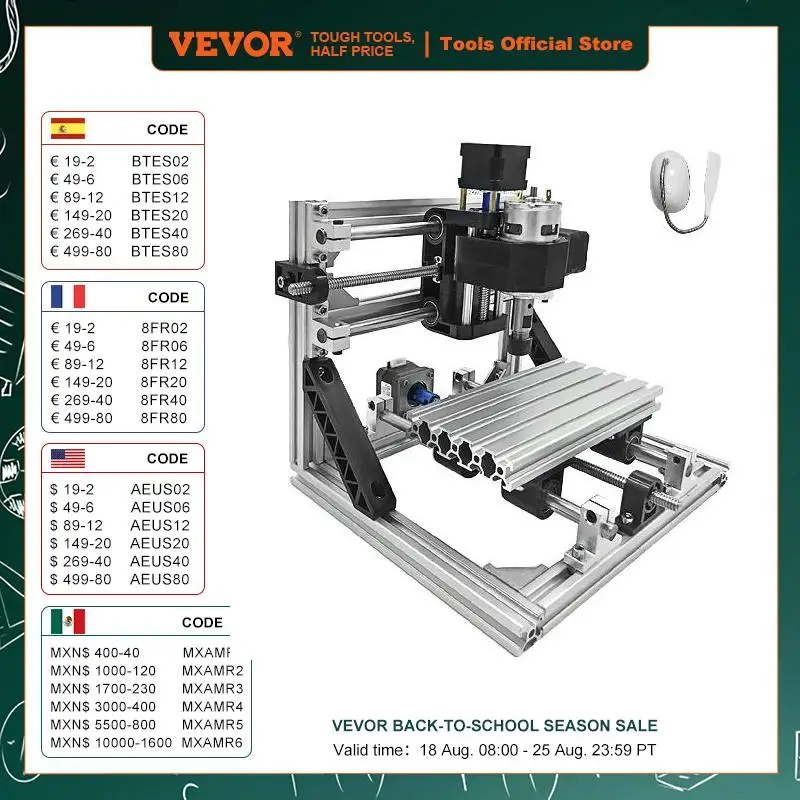 VEVOR 3 Axis CNC 1610 Router Laser Engraver Kit GRBL Control Engraving Milling Cutter Machine for DIY Woodworking PCBs PVC Woods