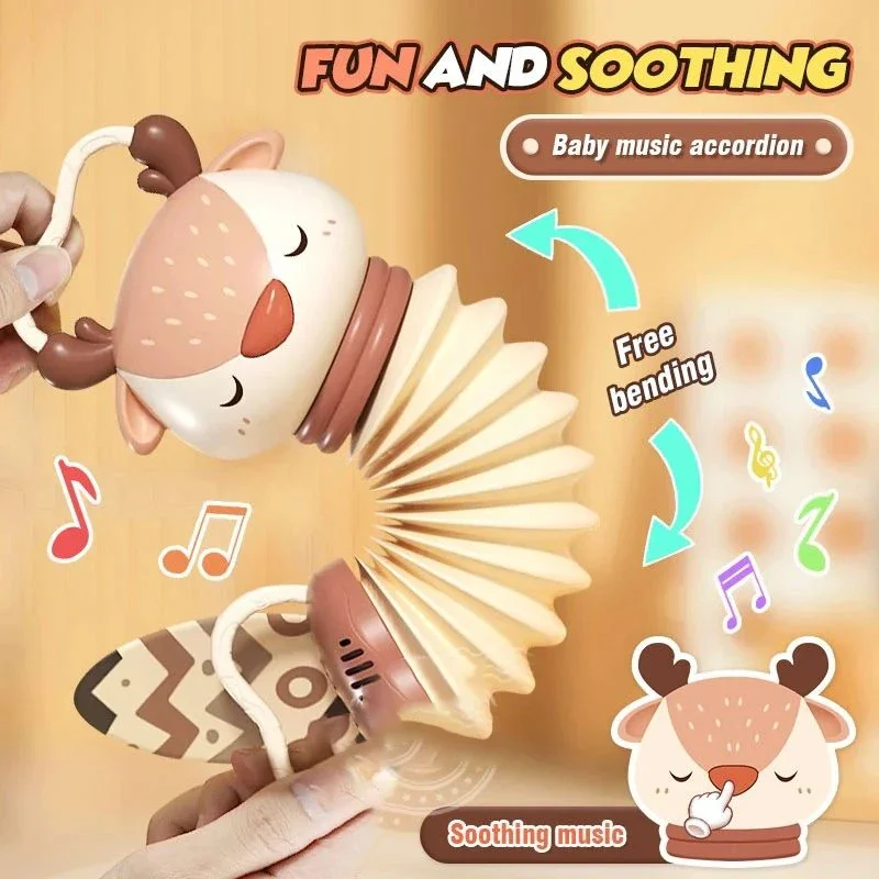 Juguetes musicales para bebés, cochecito de acordeón colgante, instrumento electrónico de animales bonitos, juguetes Vocales de educación temprana, regalos para niños y bebés