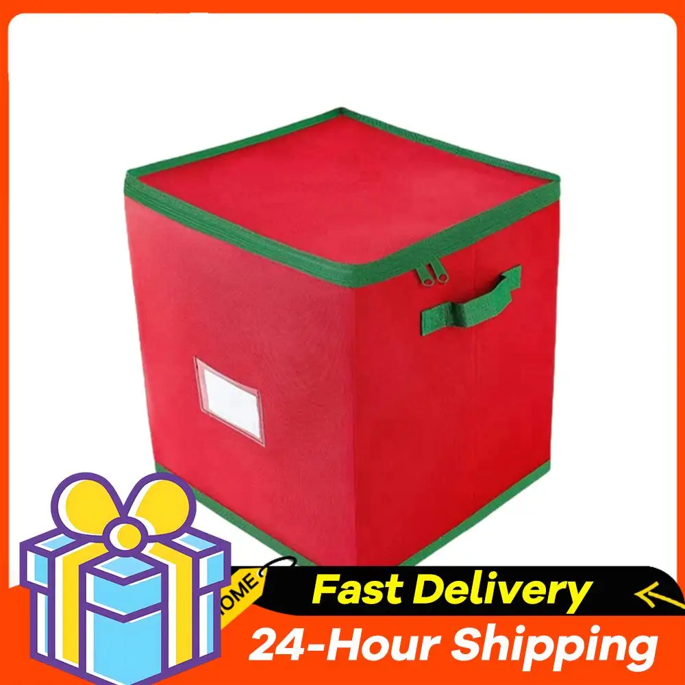 

Christmas Ornament Storage Box with Adjustable Dividers Zippered Closure Christmas Storage Containers Stores Up To 64 Ornaments