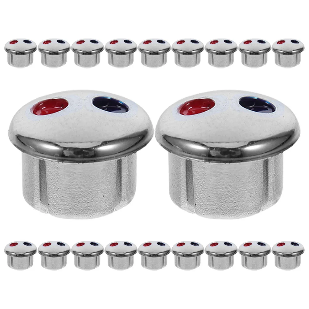 20Pcs Universal Faucet Handle Buttons Hot Cold Indicators Durable Material Easy Installation Kitchen Sink Bathroom Accessories