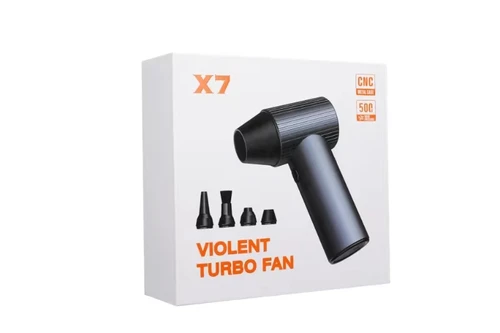 Soplador violento X7, Motor sin escobillas de presión de viento de 500g, ventilador Turbo Jet de 40mm con 3 boquillas, soplado de polvo, limpieza de teclado, soplador de aire