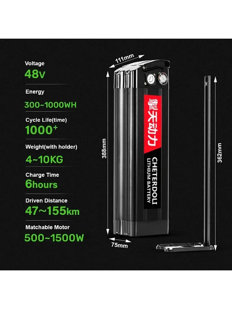 AliExpress Aleaivy Long Range Silverfish  Battery 48V 20Ah 4PIN Lithium Ion Pack for 1000W 500W  Bicycle Conversion City Commuting with Charger
