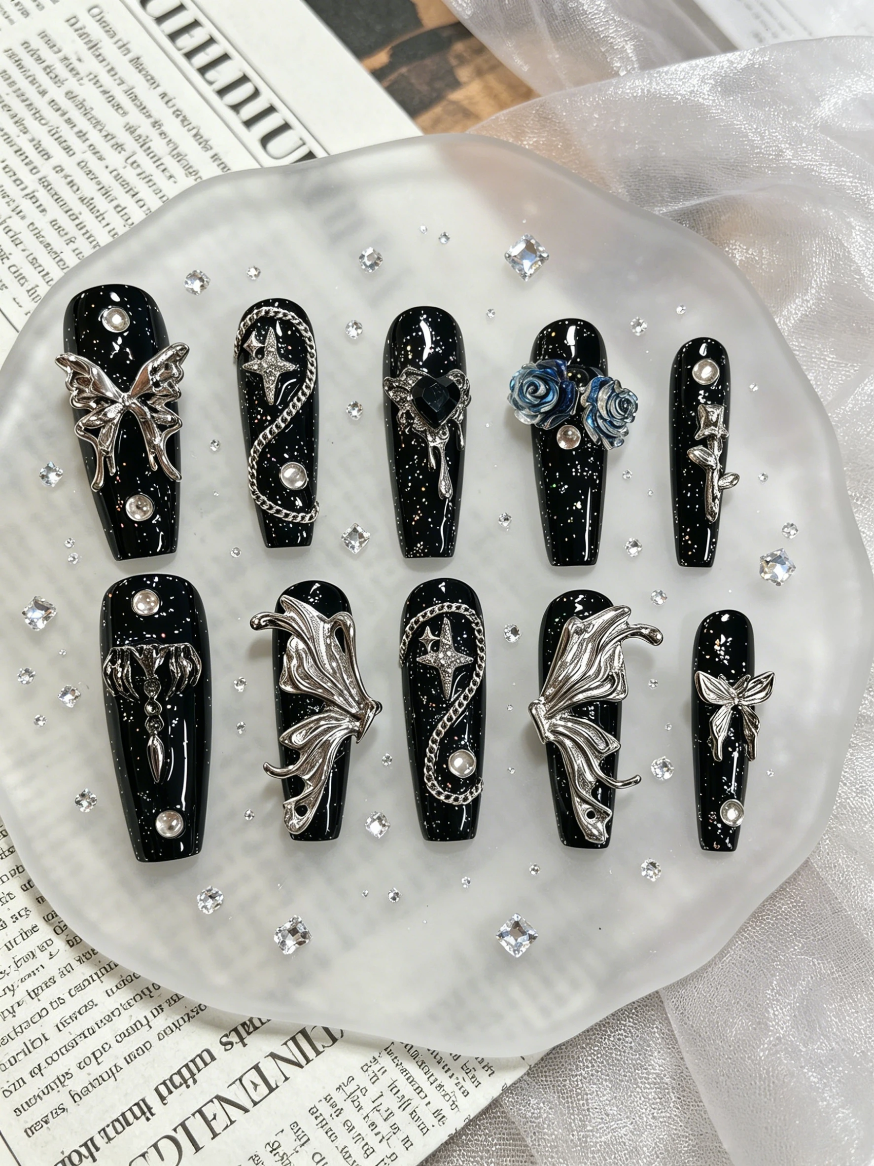 10 faux ongles longs noirs tra - Luxury Lifestyle Dark avis et prix