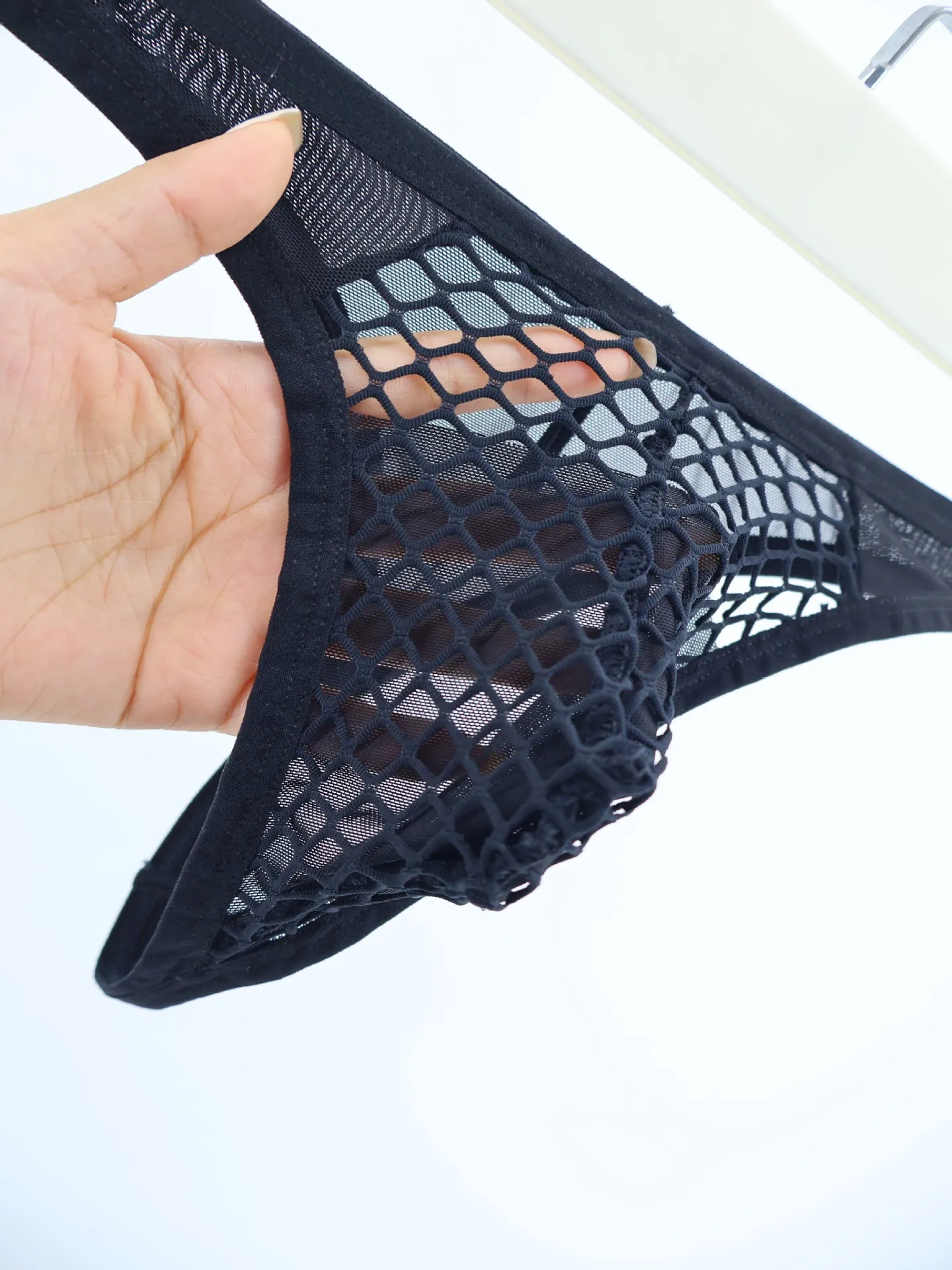 الرجال شبكة شير ثونغ تنفس شبكة صيد السمك مثليون جنسيا مثير الانتفاخ T-الظهر الملابس الداخلية شفافة العشير g-سلسلة للبالغين المثيرة ارتداء #4