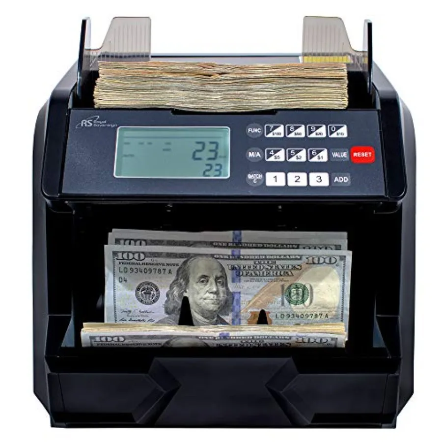 

High Speed Money Counting Machine for banking use, ABS plastic body, black color, 1500 bills/min speed with UV/MG/IR counterfei