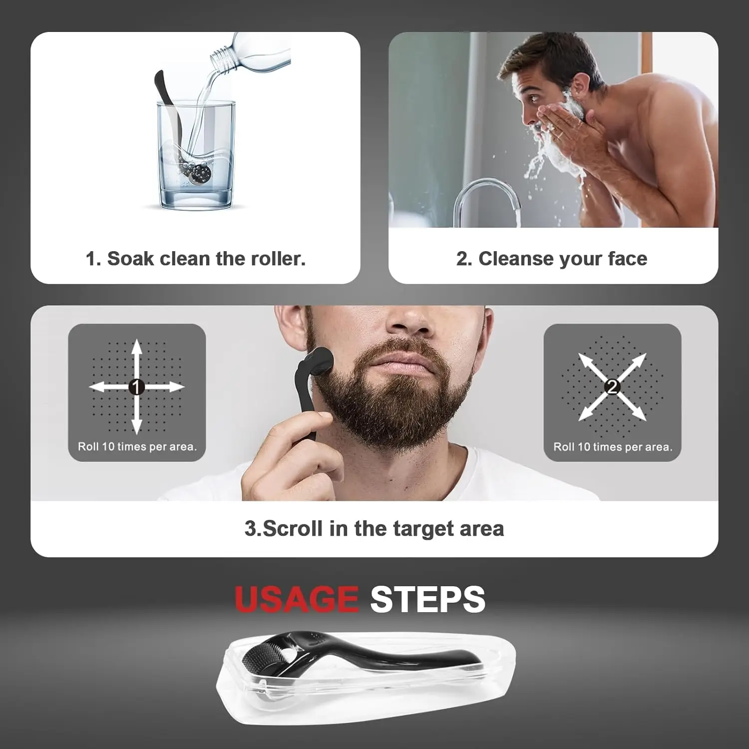 가정용 얼굴 마사지 롤러 도구, 일상적인 피부 관리, 손, 머리, 수염 및 다리 근육 이완에 적합한 롤러 마사지기