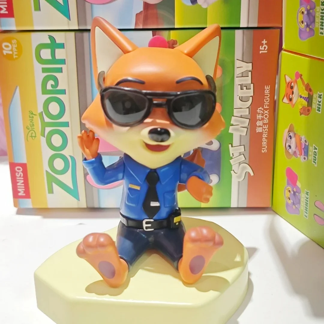 Miniso Kawaii Animation Cartoon Disney Zootopia Series Obediently Sitting Blind Box Doll Kawaii Trendy Desktop Decor Collection