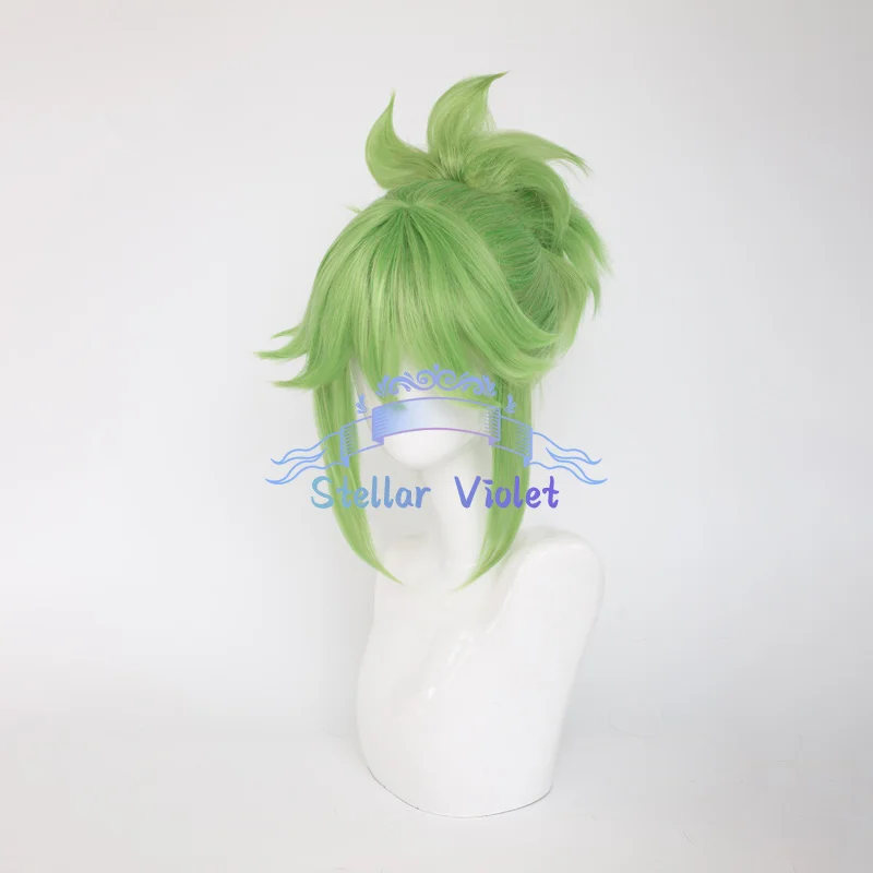 Kuki Shinabu Cosplay Wig Heat Resistant Game Genshin Impact Kuki Shinabu Cosplay Synthetic Wigs 45CM Green Anime Party Wig view 2