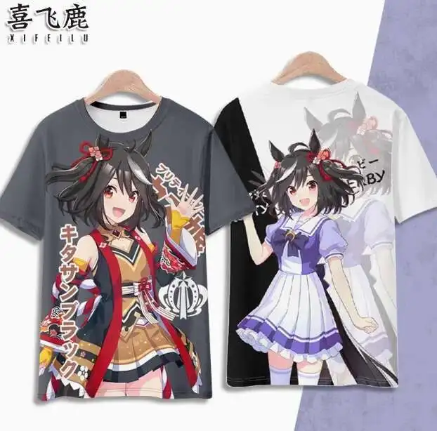 

Anime Umamusume: Pretty Derby Kitasan Black Short Sleeve T-Shirt Summer Cosplay Costume Casual Student Loose Tops anime