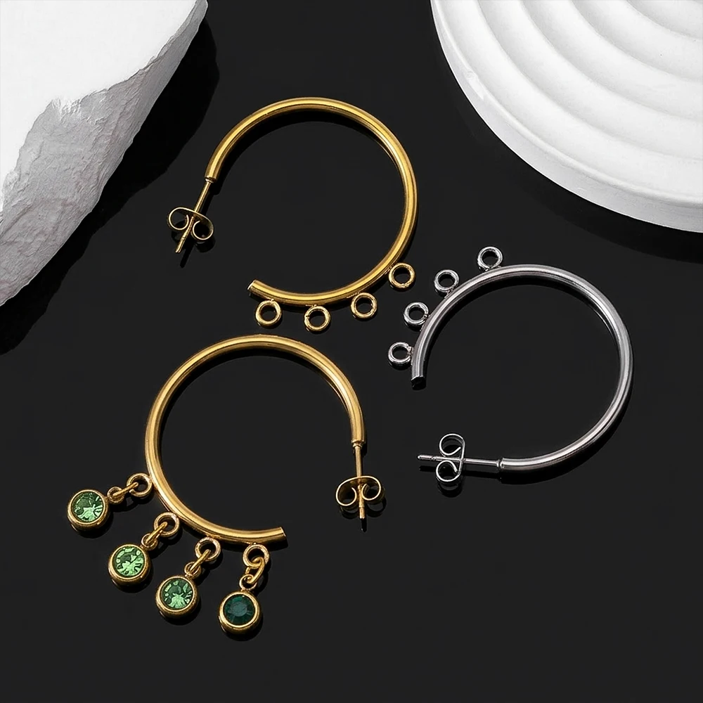 

10pcs Stainless Steel Gold Plated C Shape Huggie Earring Posts Anti-allergy Stud Earrings Components for DIY Women Jewelry Gifts