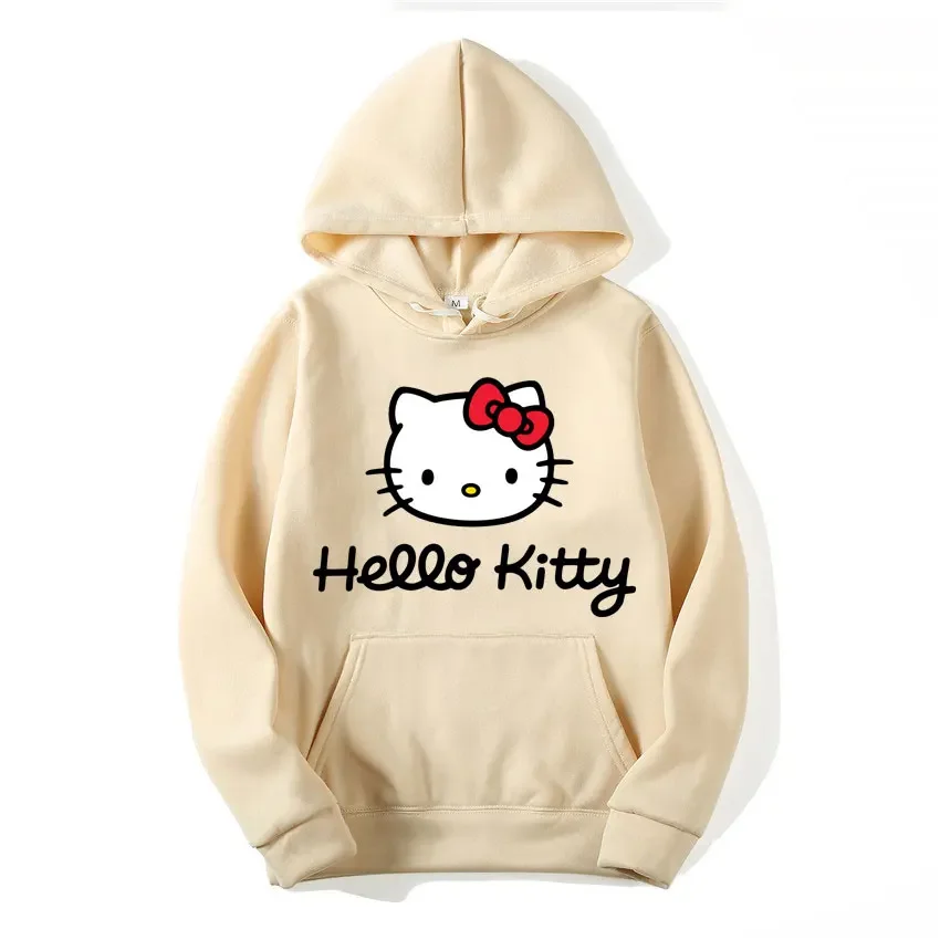 2024 Sanrio Fashion Women Hoodie Hello Kitty Cartoon Anime Men Sweatshirt Spring Autumn Pink Kawaii Woman Oversized Pullover