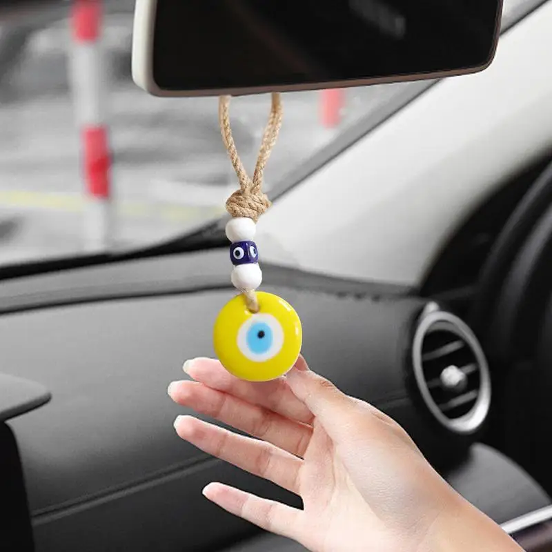 Car Evil Eye Decor Evil Eye Rear View Car Ornament Turkish Blue Evil Eye Pendant Evil Eye Charm Lucky Car Interior Decoration