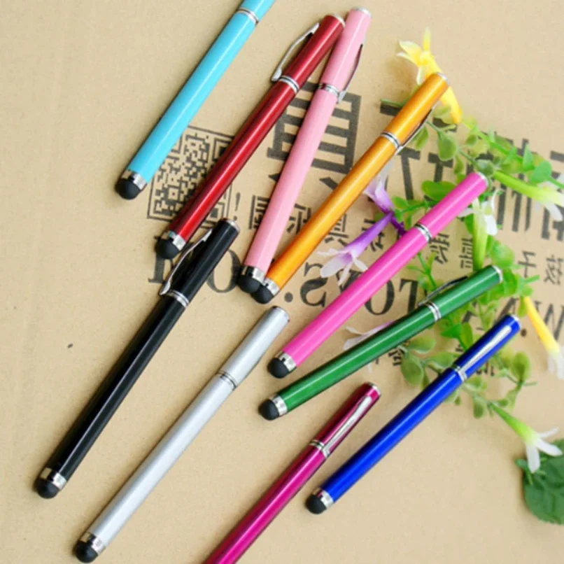 500pcs Universal 2 in 1 Stylus Ballpen Capacitive Screen Touch Pens for iPhone Android Mobile Phone Tablet Pencil Accessories