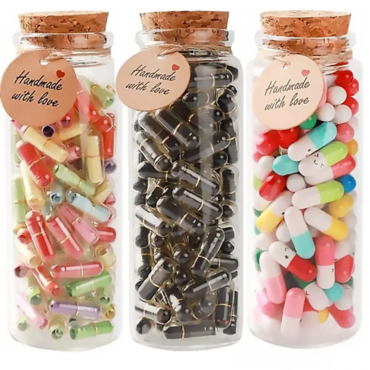 100Pcs Mini Message Capsules Blank Notes Pill With Roll Paper Wish Bottle Transparent Capsules Wedding Party Valentine\'s Gift