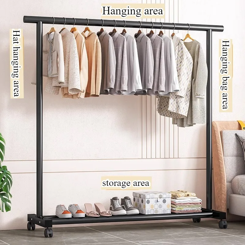 Clothes drying rack Floor-to-ceiling household balcony Movable hanger Simple dormitory drying rod Bedroom vertical coat rack