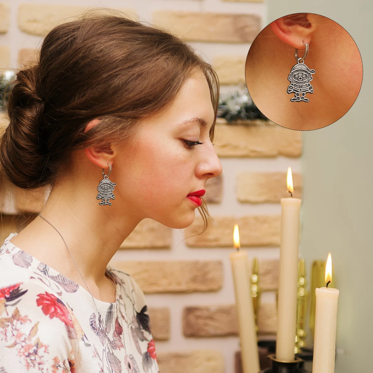 

63 Pcs Christmas Necklace Charm Santa Claus Jewelry Tibetan Silver Holiday Charms for Making Beads