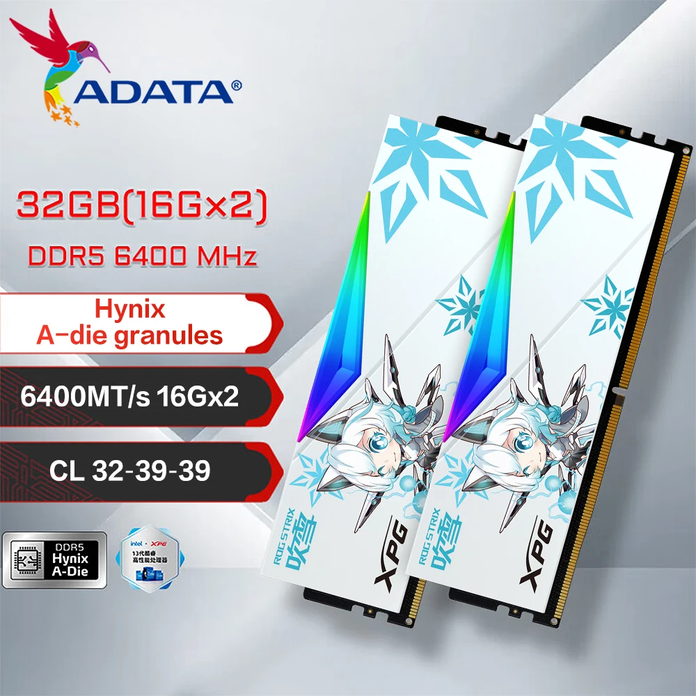 Original ADATA DDR5 Memory RAM XPG LANCER RGB 600MT/s 6400MT/S 16GB 32GB 2PCS Heat Sink D500G STRIX U-DIMM Memoria for Desktop