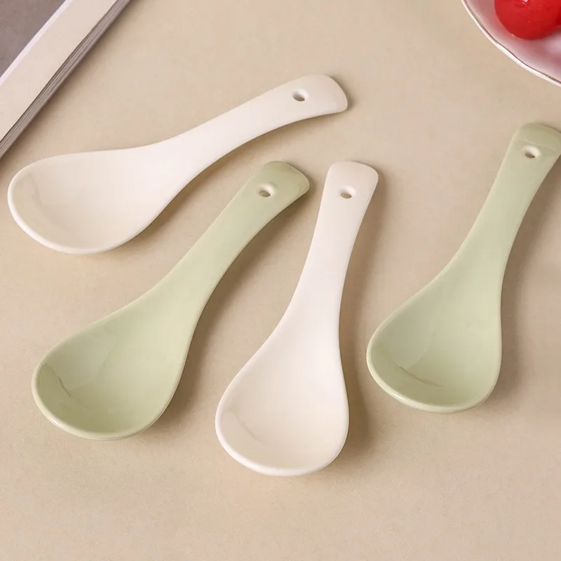 Butter Style Ceramic Spoons Household Spoon High Grade Exquisite Tableware Small Spoons One Spoon for One Person Congee Dinner