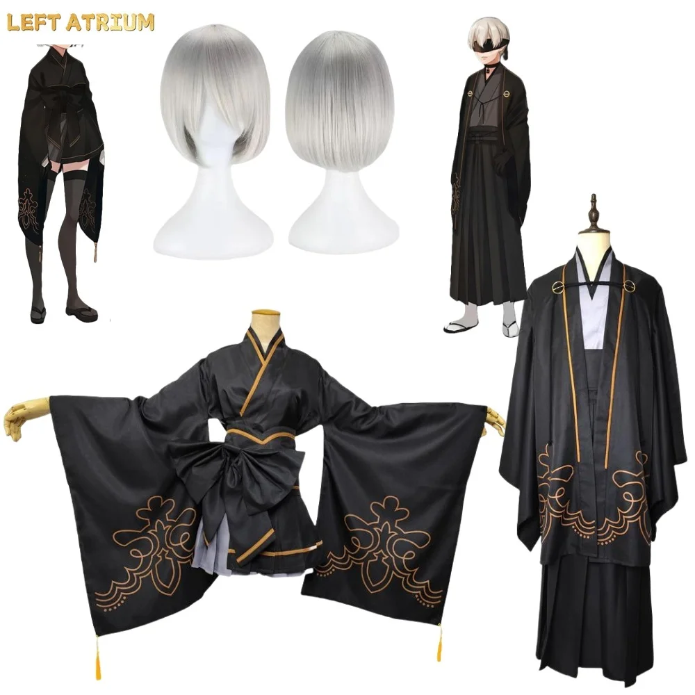 

Anime YoRHa No 9S Yorha 2B Cosplay Costume Wig Suits Women Outfit Wig Black kimono