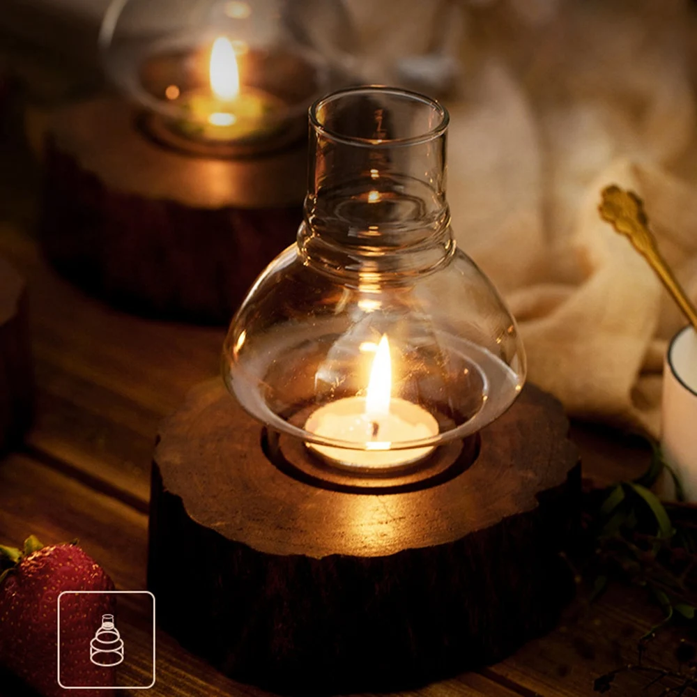 Natural Craft Handmade Wooden Retro Candlestick Romantic Decoration for Candlelight Dinner Suitable for Room Decor 2