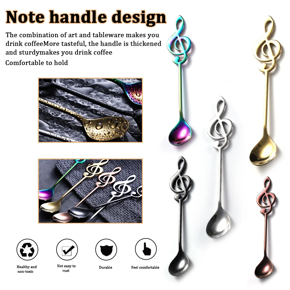 Stainless Steel Musical Notes Coffee Spoon Tea Stirring Spoon Tea Desserts Sugar Spoon Tableware Kitchen Tools New