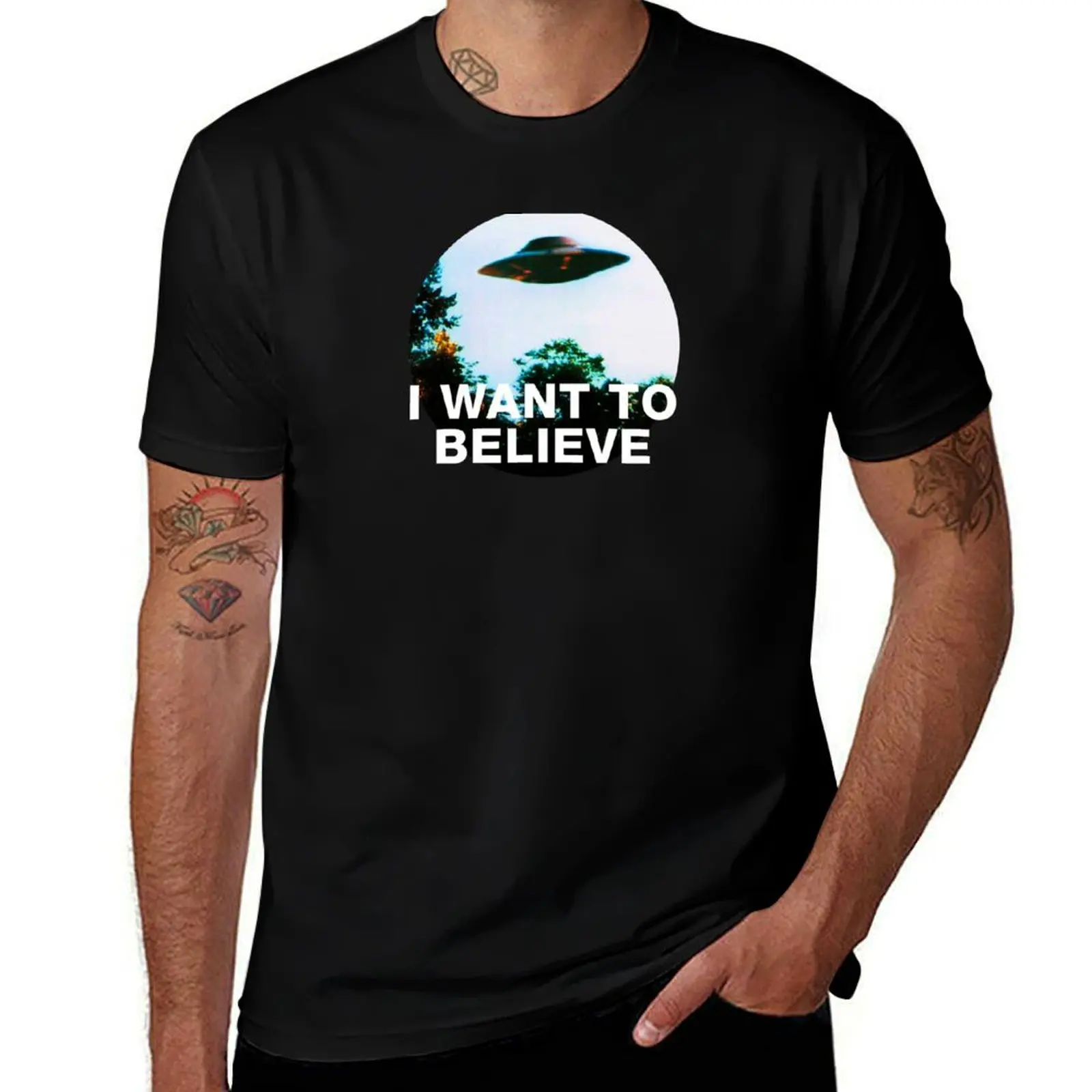 I want to believe. Original The X-Files poster T-Shirt Basic Plain Tee for Spring and Summer