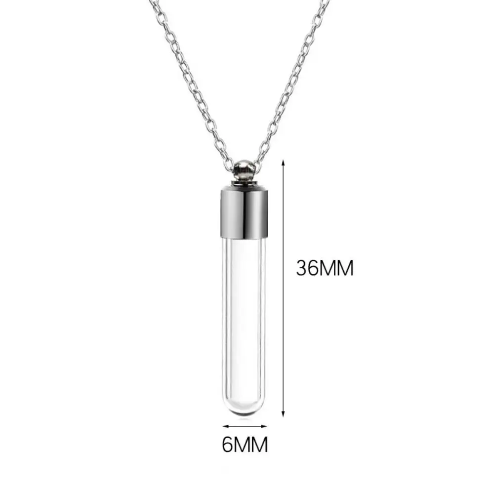 Portable Ashes Holder Glass Bottle with Chain Fillable Wishing Bottle DIY Transparent Glass Perfume Vial Pendant